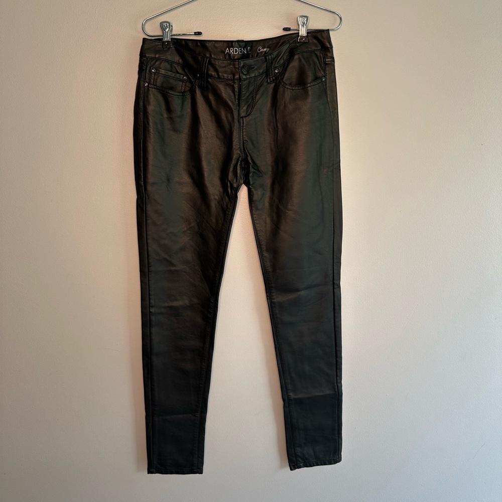 Black faux leather pants